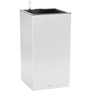 Lechuza Canto Stone Pflanzsäule, Quarzweiß, mit LED-Lichtband und Bewässerungssystem.