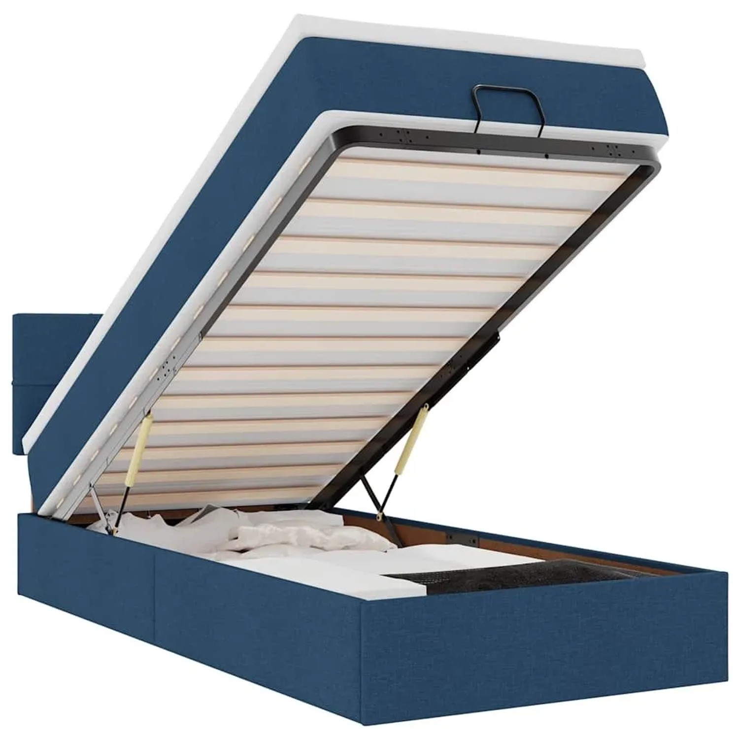 vidaXL Ottoman-Bett mit Matratze und LEDs Blau 90x190 cm Stoff 3312276