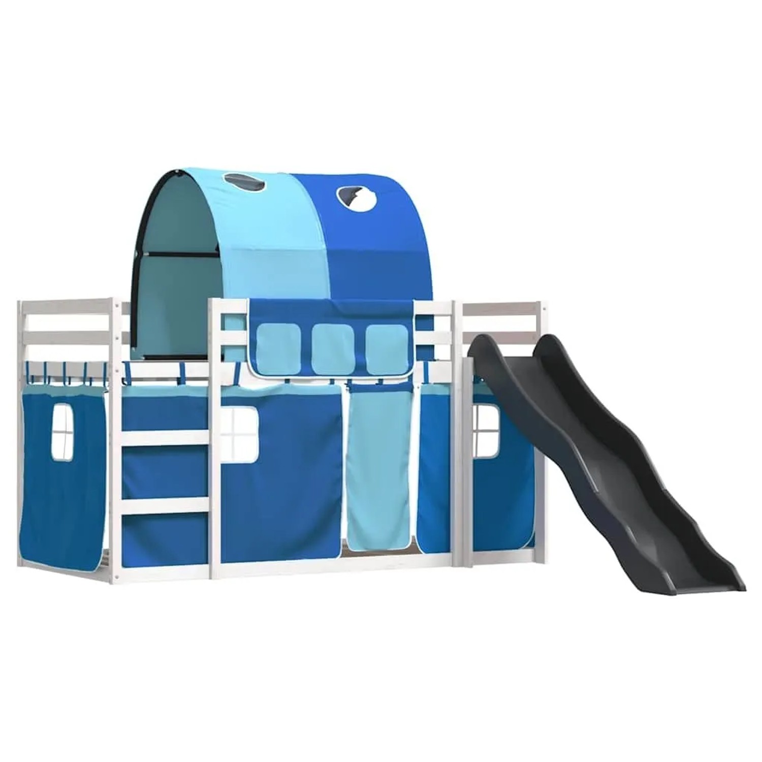 vidaXL Etagenbett mit Rutsche und Gardinen Blau 90x190 cm 3284156 günstig online kaufen
