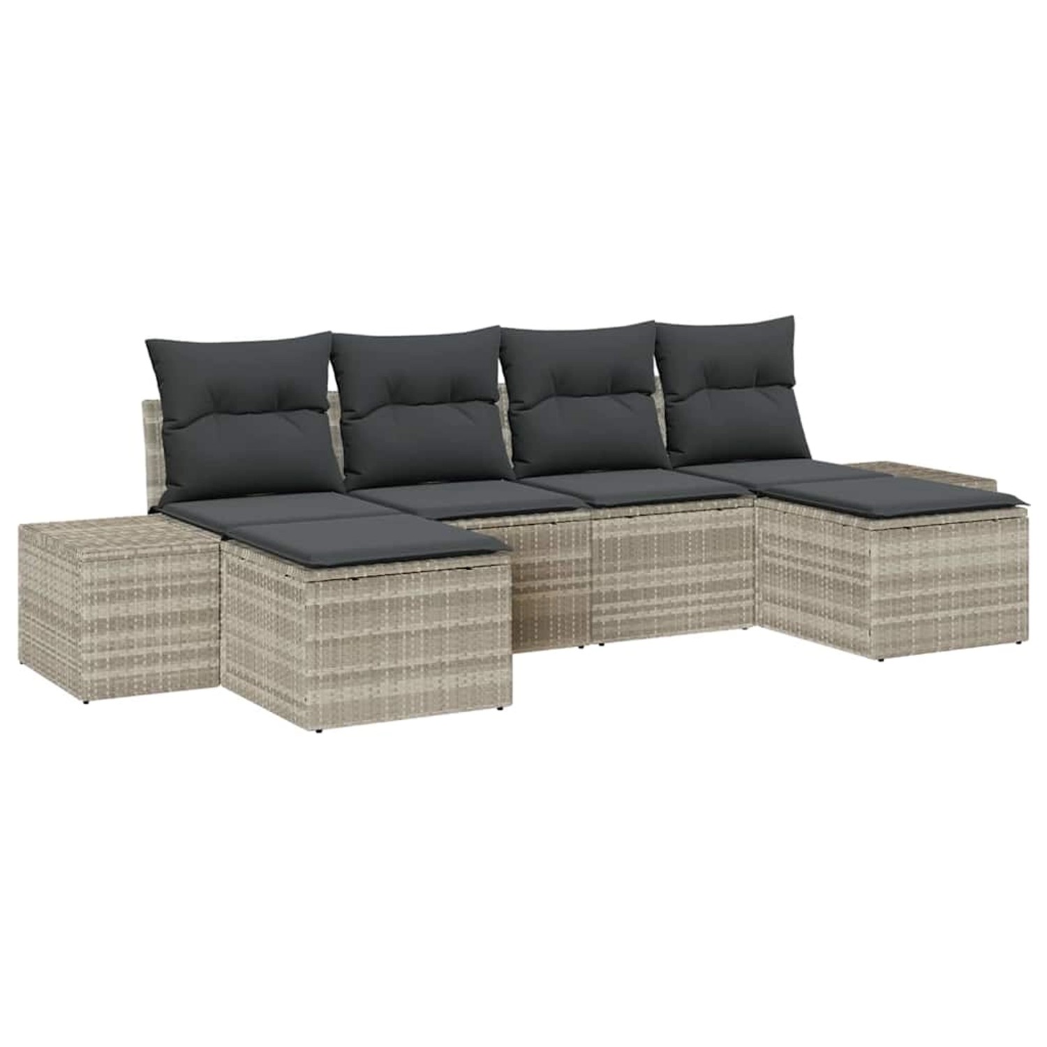 vidaXL Garten-Sofa-Set mit Kissen 6-Tlg Hellgrau Poly Rattan 3347172 günstig online kaufen