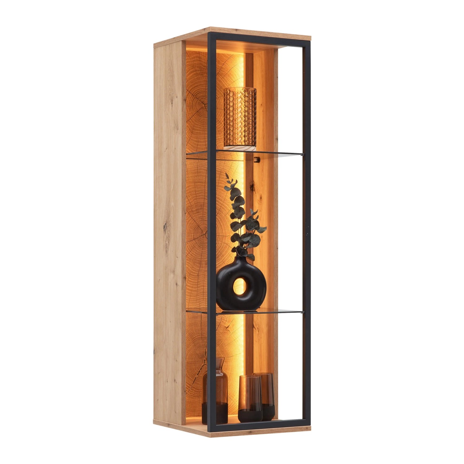 Premium Living Hängevitrine Florenz Schwarz/Eiche Artisan