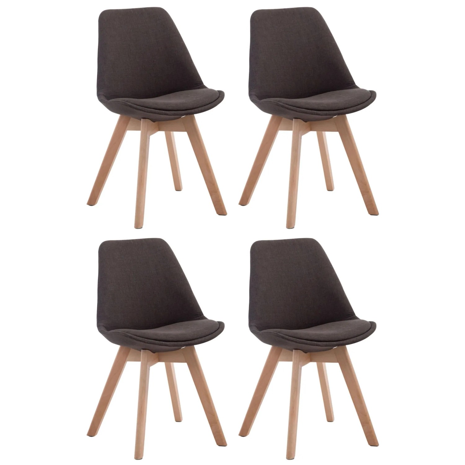 CLP 4er Set Besucherstühle Borneo V2 Stoff Dunkelgrau/Natura