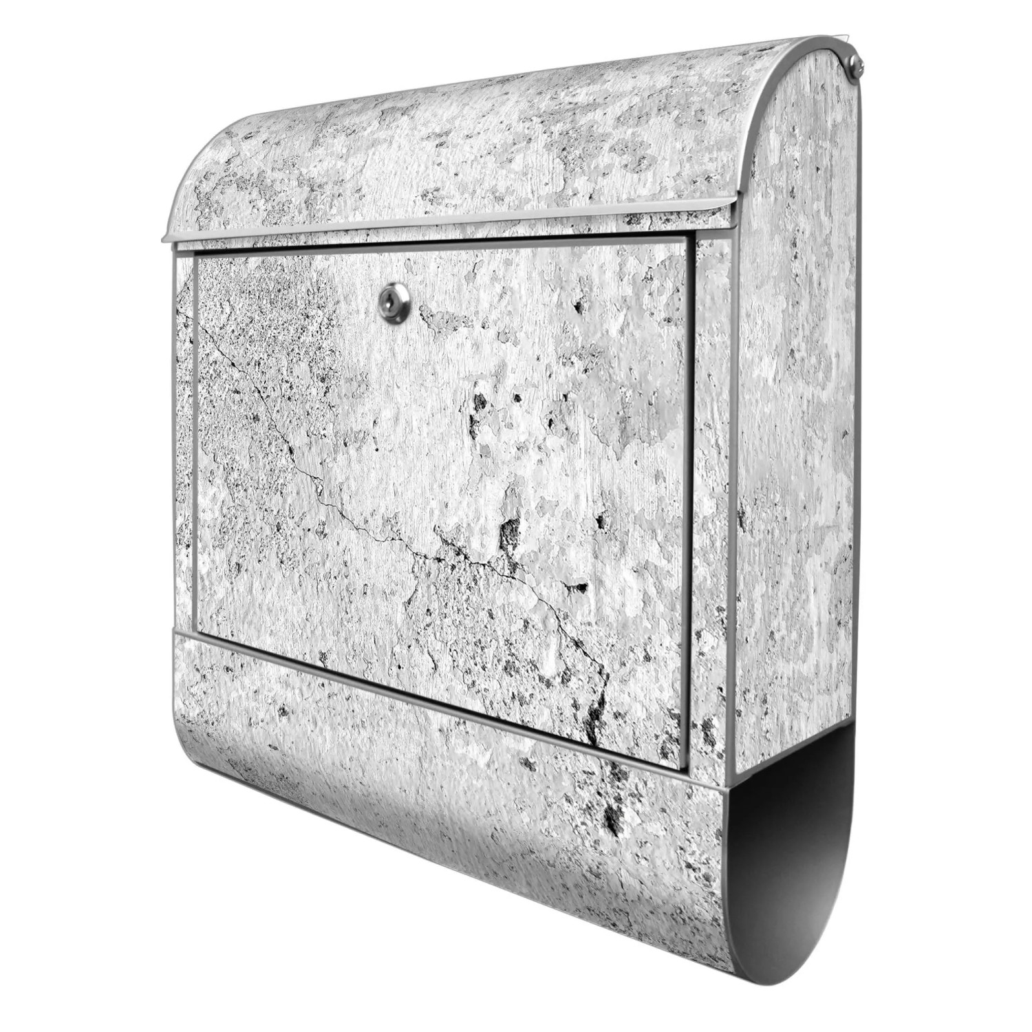 Banjado Design Briefkasten Silber Pulverbeschichtet 39x47x14cm 2 Schlüssel Mit Zeitungsfach Motiv Betontextur Grau 2