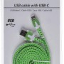 Buntes USB 2.0 Ladekabel (2 m) mit USB-C Anschluss in Verpackung.