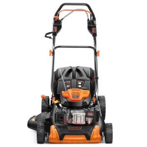 FUXTEC Benzinrasenmäher FX-RM5196PRO, schwarz-orange, 50 cm Schnittbreite, 4in1 Mäher mit 60L Fangkorb.