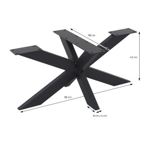 Schwarzes ML-Design Tischgestell Spider, 98x58x43 cm, Kreuzgestell im X-Design für Esstische.