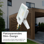 Weißer LUXULA LED Strahler 20W für Außen, schlankes Design, warmweißes Licht.