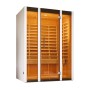 Weka Infrarotkabine Osby 1 mit Glasfront und wekaTherm-Flächenstrahler. Elegante Optik in Weiß.