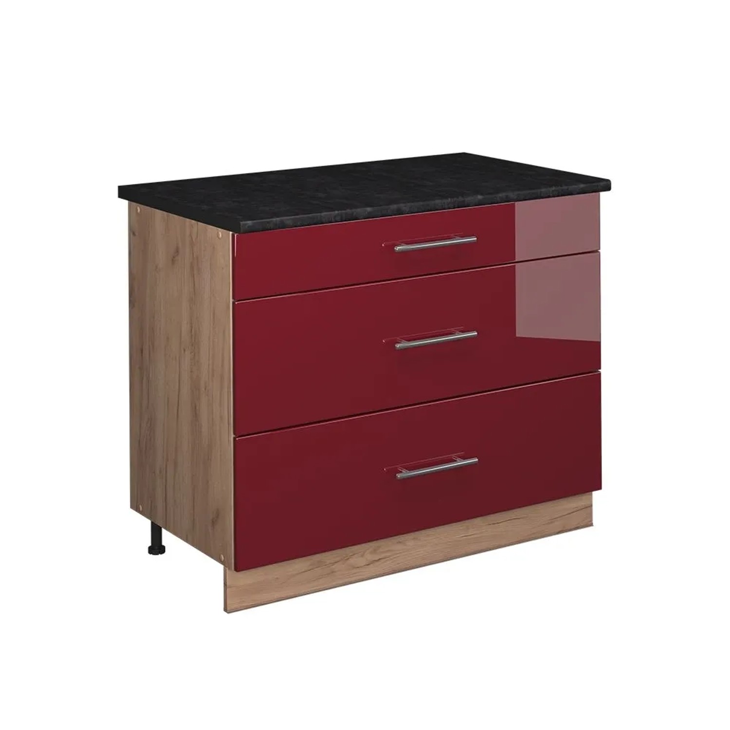 Vicco Küchenunterschrank Fame-Line Bordeaux Hochglanz/Goldkraft Eiche 100 x 82 AP Anthrazit Art Nr 62051