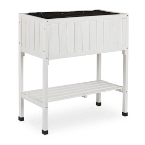 Relaxdays Hochbeet Tannenholz Weiß Mit Folie 80 cm x 74 cm x 38 cm 5,5 kg