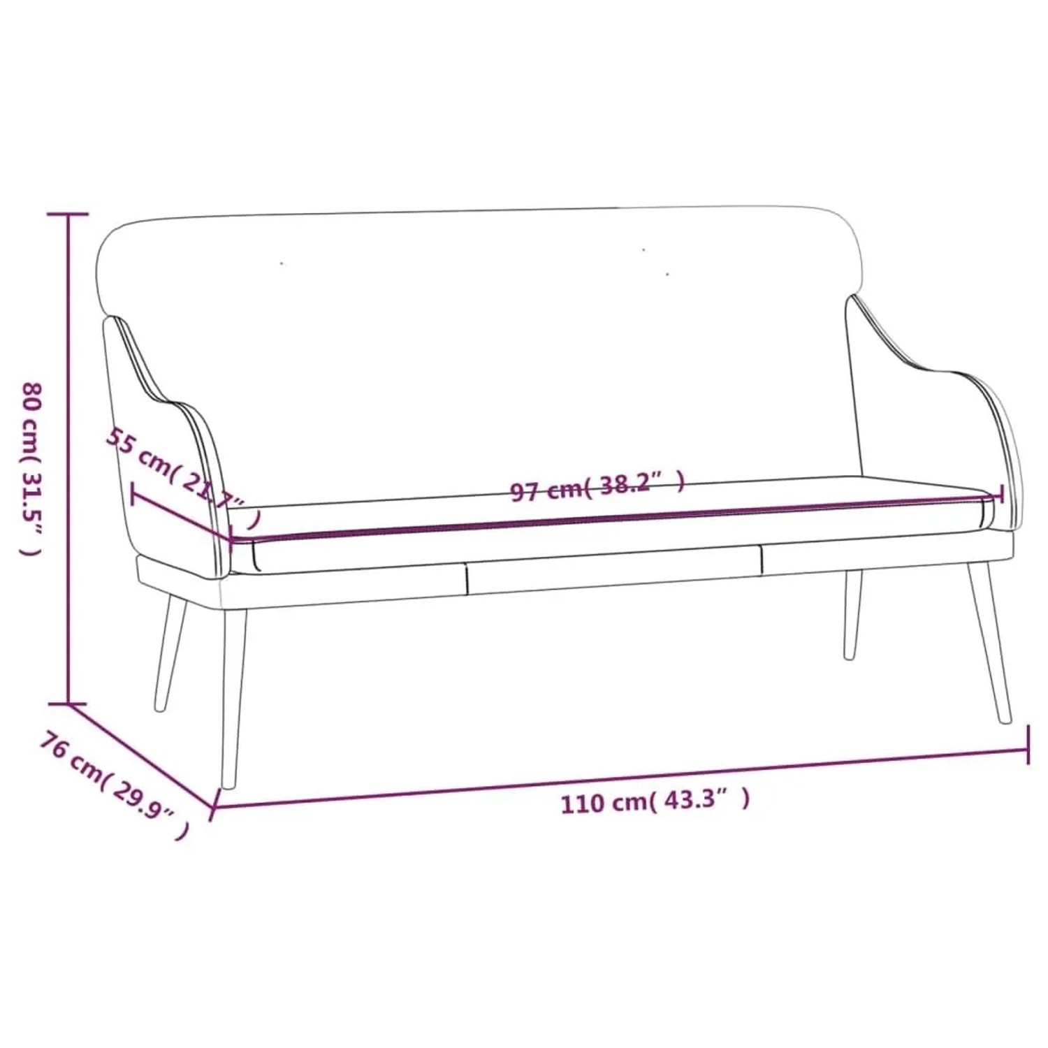 vidaXL Sitzbank Weinrot 110x76x80 cm Kunstleder 351434_8