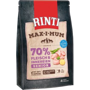 Rinti Max-I-Mum Senior Huhn Trockenfutter, 4kg Packung für ältere Hunde.