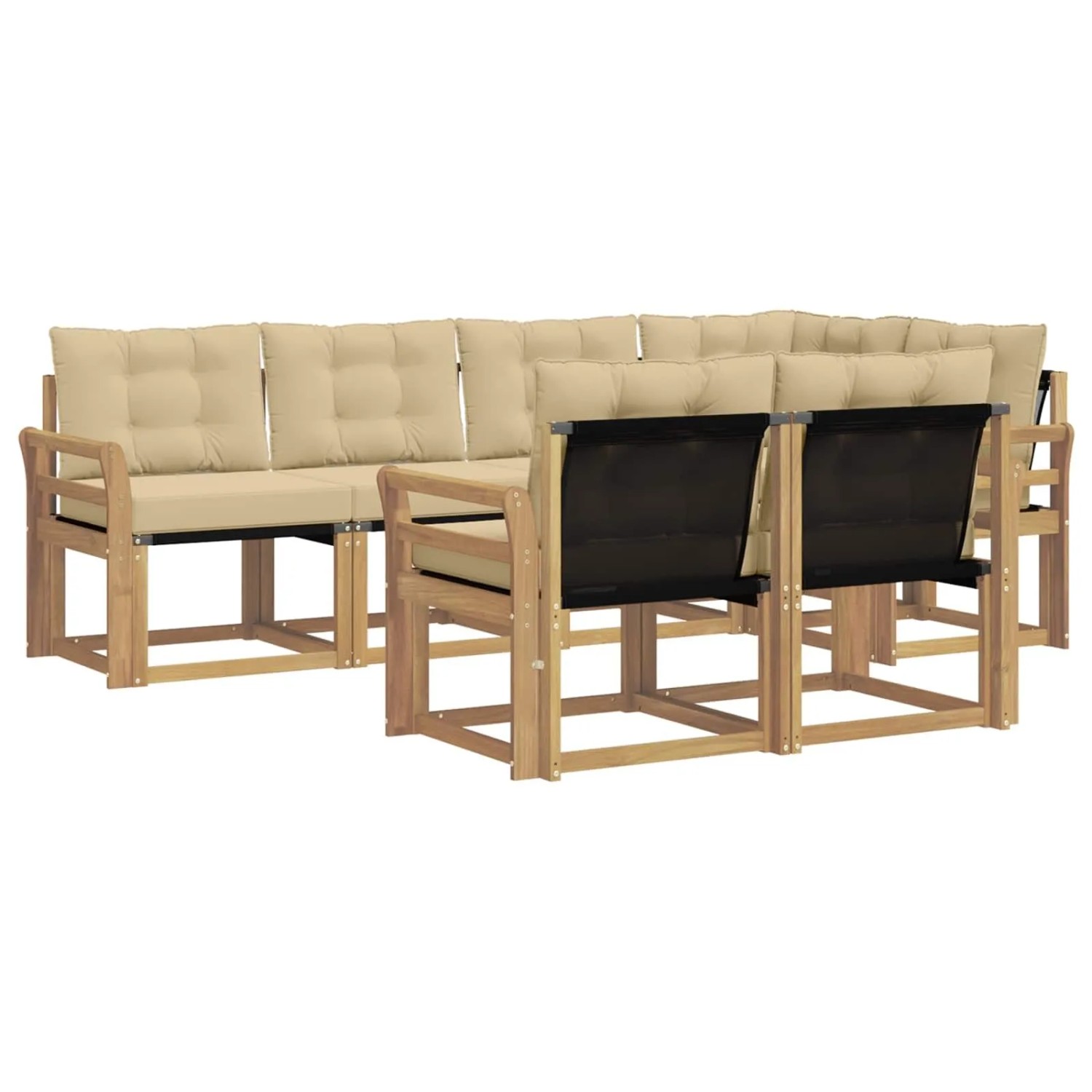 vidaXL Outdoor-Sofagarnitur mit Kissen 7-Tlg Weiß und Beige 3389575