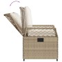Verstellbarer Gartenstuhl aus Rattan, beige, mit Kissen. Teil der vidaXL 5-tlg. Garten-Essgruppe.