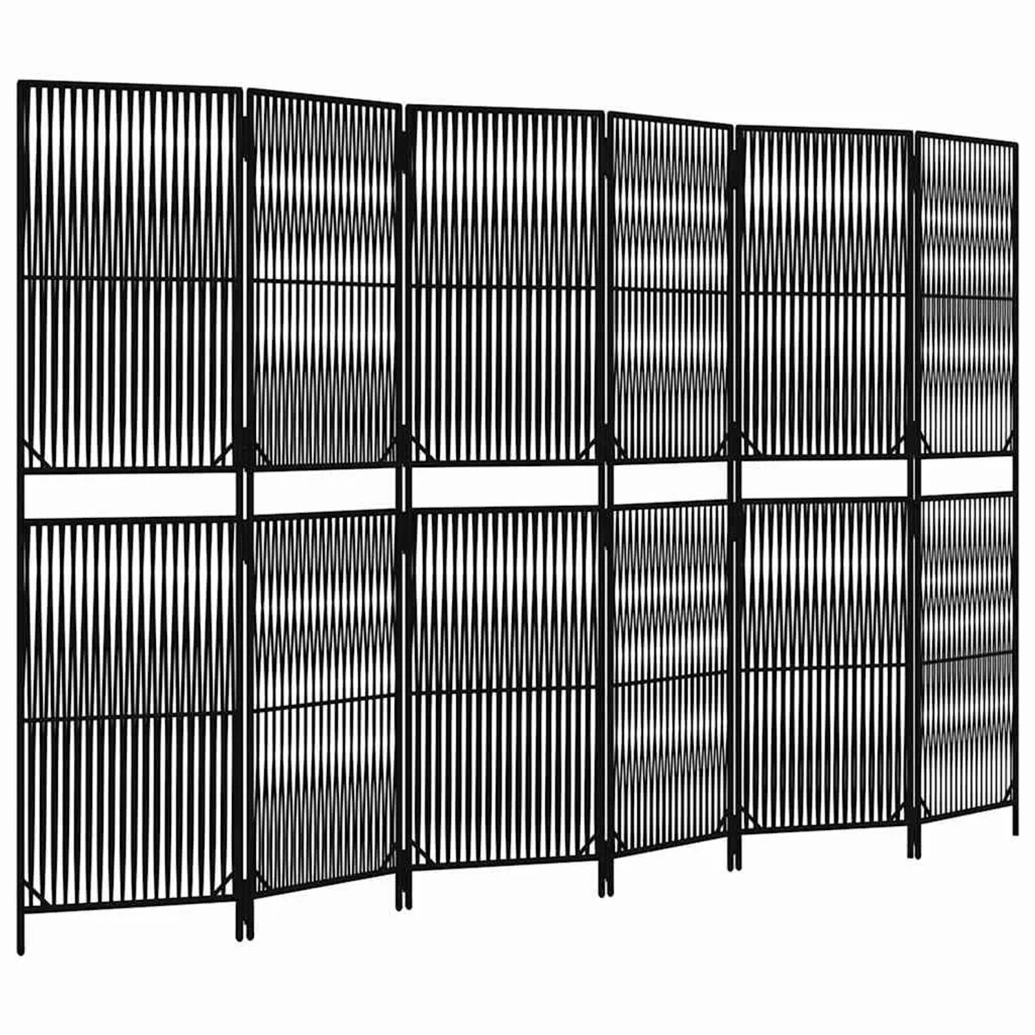 vidaXL Paravent 6 Tlg Schwarz Poly Rattan 365384