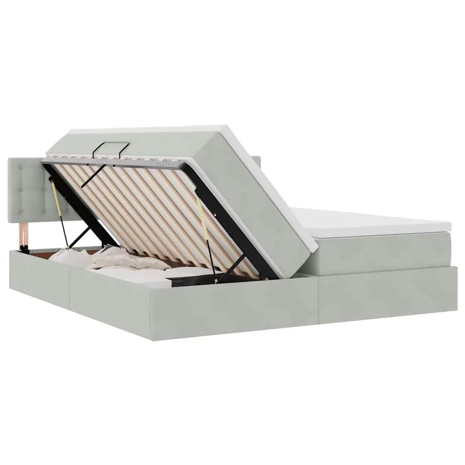 vidaXL Bett mit LED-Lichtleisten Hellgrau 200 x 200 cm Samt 3371639_9
