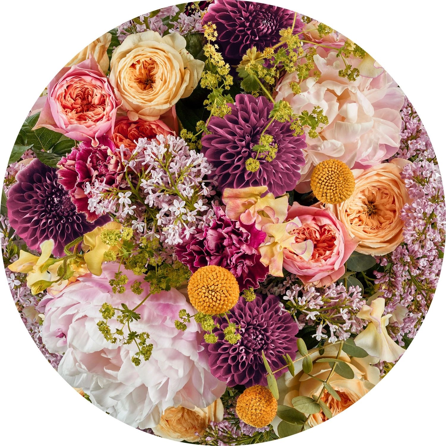 Sanders & Sanders Selbstklebende Runde Tapete Blumen Multicolor Ø 125 cm 611806