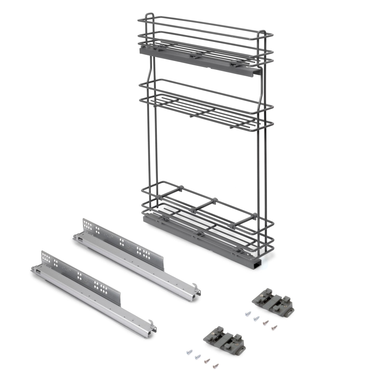 Emuca SupraMax Ausziehbares Flaschenregal SupraMax mit Sanfter Schließung Linke Seite 3 Tablets Modul 150 mm Stahl Verchromt