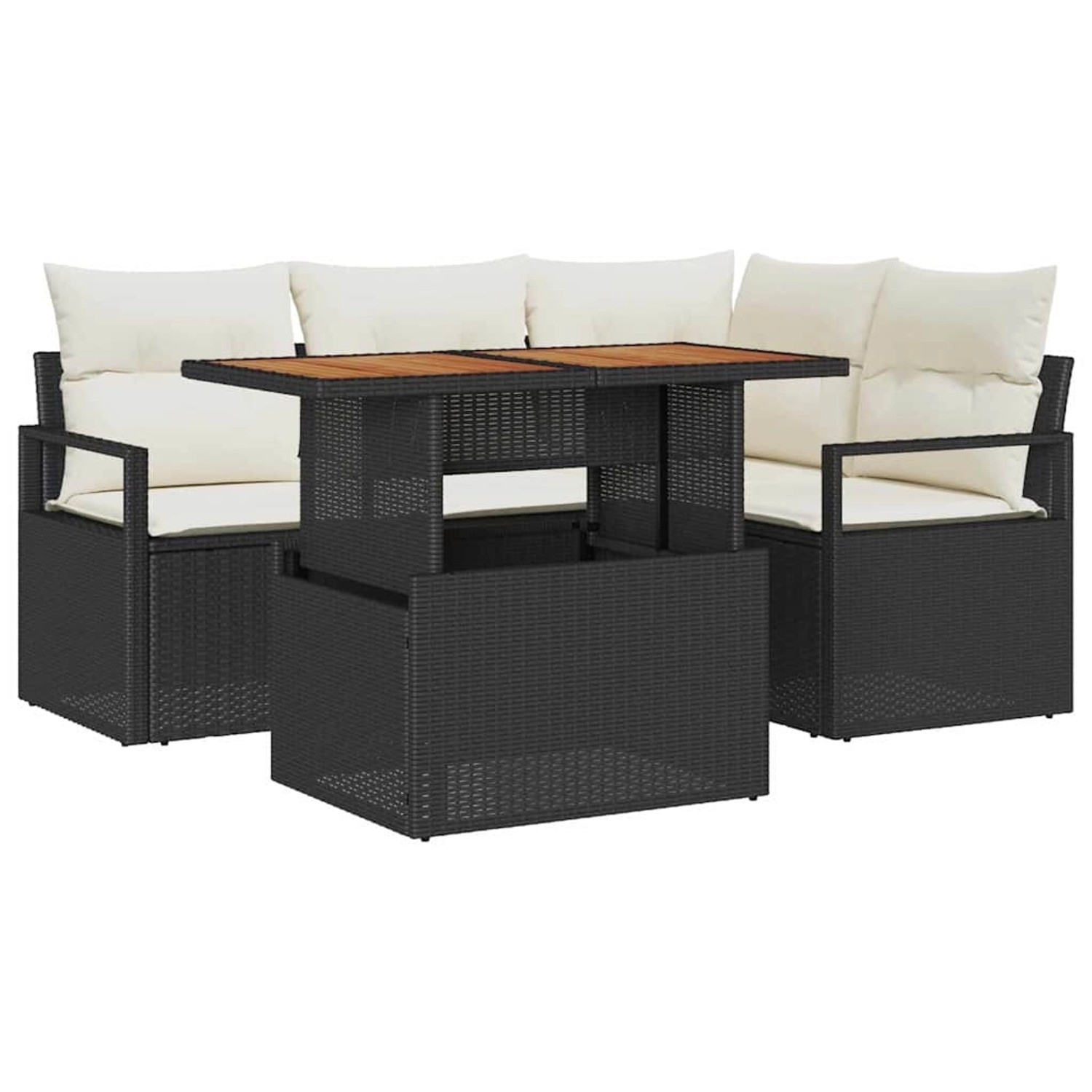 vidaXL Garten-Sofa-Set mit Speicher 5-Tlg Schwarz Poly Rattan 3358441 günstig online kaufen