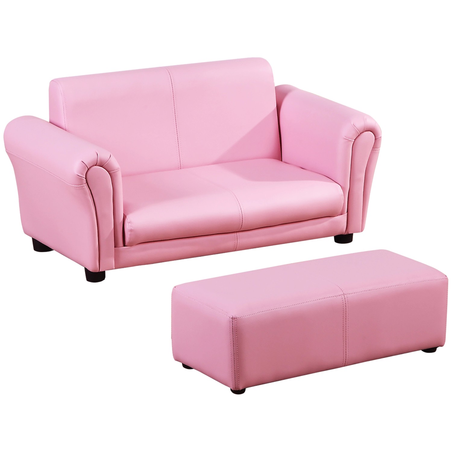 HOMCOM Kindersessel mit Fußhocker Hocker Rosa 83 x 42 x 41 cm