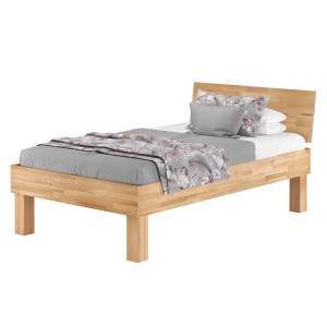 Hohes Einzelbett aus Buche Massivholz (120x220) mit Rollrost, ideal als Seniorenbett.
