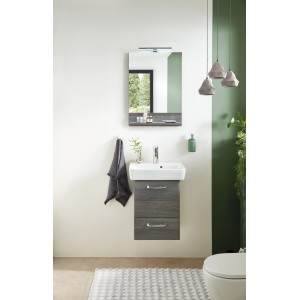 Pelipal Badmöbel-Set Quickset 328 Graphit, 50 cm, 2-tlg. mit Waschbecken, Unterschrank und Spiegel.