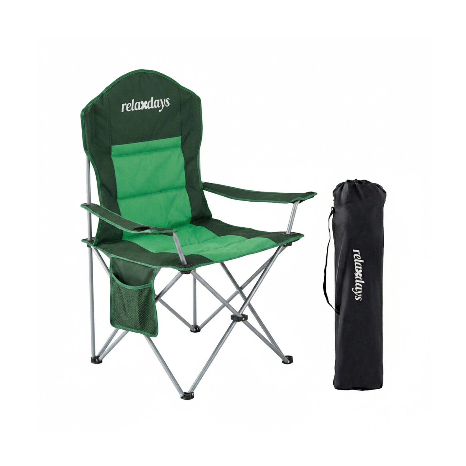 Relaxdays Campingstuhl Stahl Grün Faltbar 108 cm x 86 cm x 61 cm