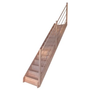 StarWood Treppe Rhodos Buche, gerade, mit Holz-Design-Geländer rechts, Setzstufen, FSC® zertifiziert.