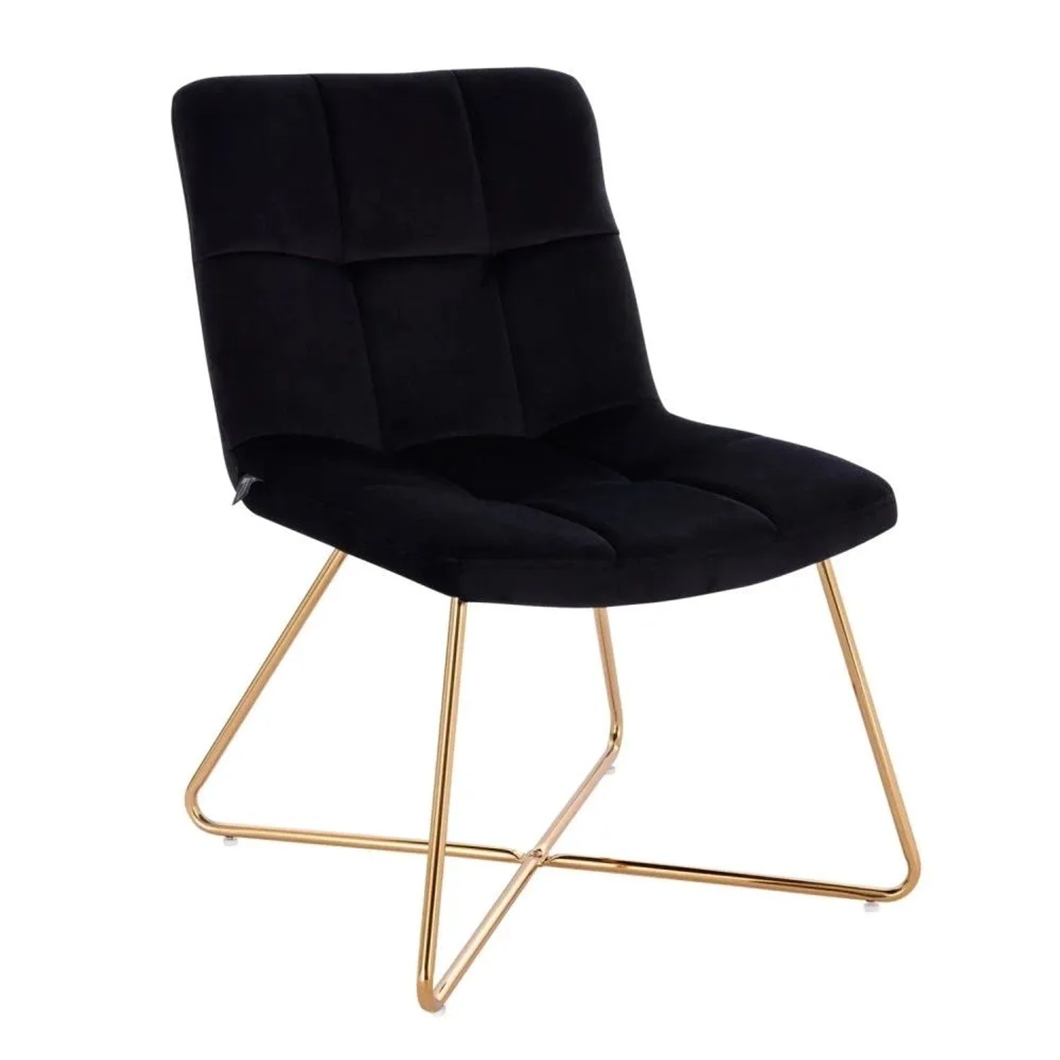 Svita Lynn Loungesessel Cocktailsessel Clubsessel Polsterstuhl ohne Armlehnen Goldene Beine Samt-Polster Schwarz