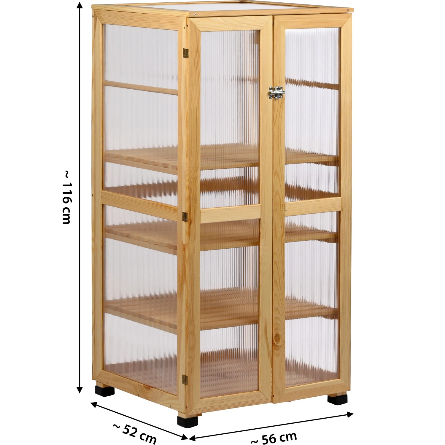 Dobar Anzuchtschrank Dome, großes Indoor Gewächshaus aus FSC®-Kiefernholz mit Polycarbonat-Wänden.