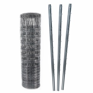 Aquagart Wildzaun-Set: 150m Knotengeflecht mit Z-Profil Zaunpfosten für Zäune & Mauern.