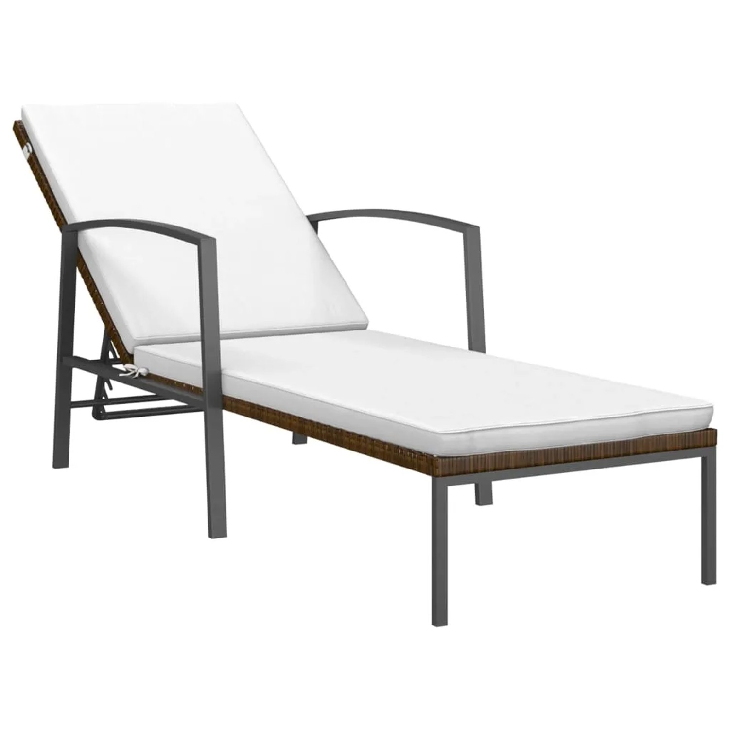 vidaXL Sonnenliege mit Auflage Poly Rattan Braun 317634