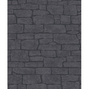 Erismann Vliestapete Imitations 2 Stein Schwarz, detailreiche Steinoptik für Innenräume.