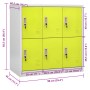 Hellgrau-grüner Büroschrank vidaXL mit 6 Fächern und Schlössern, 90x45x92,5 cm.