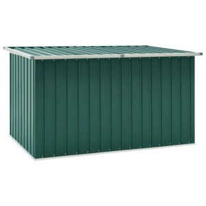 Grüne furnicato Gartenbox (171x99x93 cm) aus verzinktem Stahl, ideal zur Aufbewahrung von Gartenutensilien.