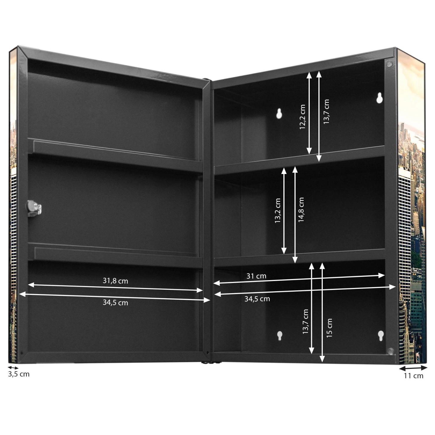 Banjado XXL Medizinschrank Abschliessbar 35x46x15cm Arzneischrank Anthrazit günstig online kaufen