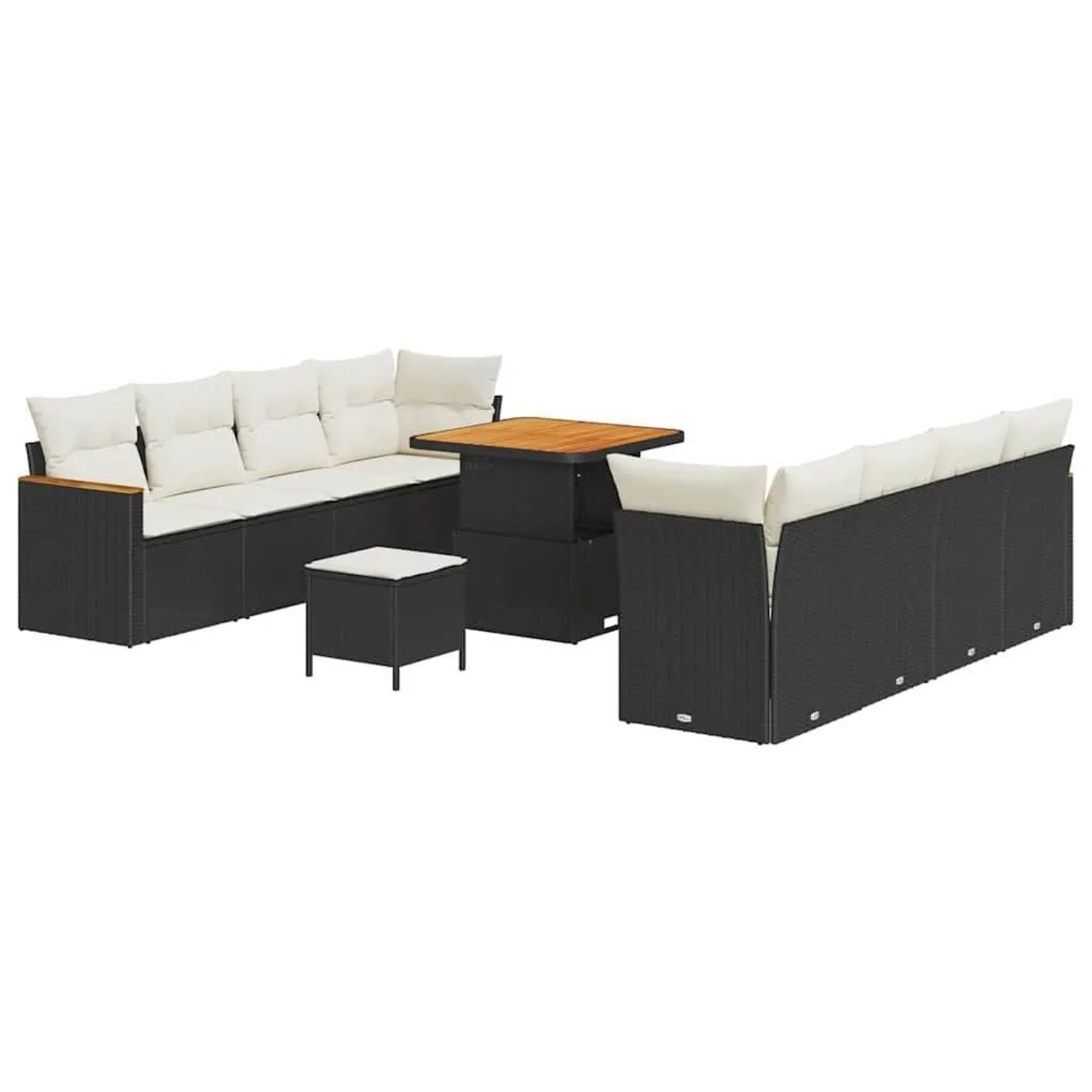 vidaXL Gartensofa-set mit Kissen 11-Tlg Schwarz Poly-Rattan 3364965 günstig online kaufen
