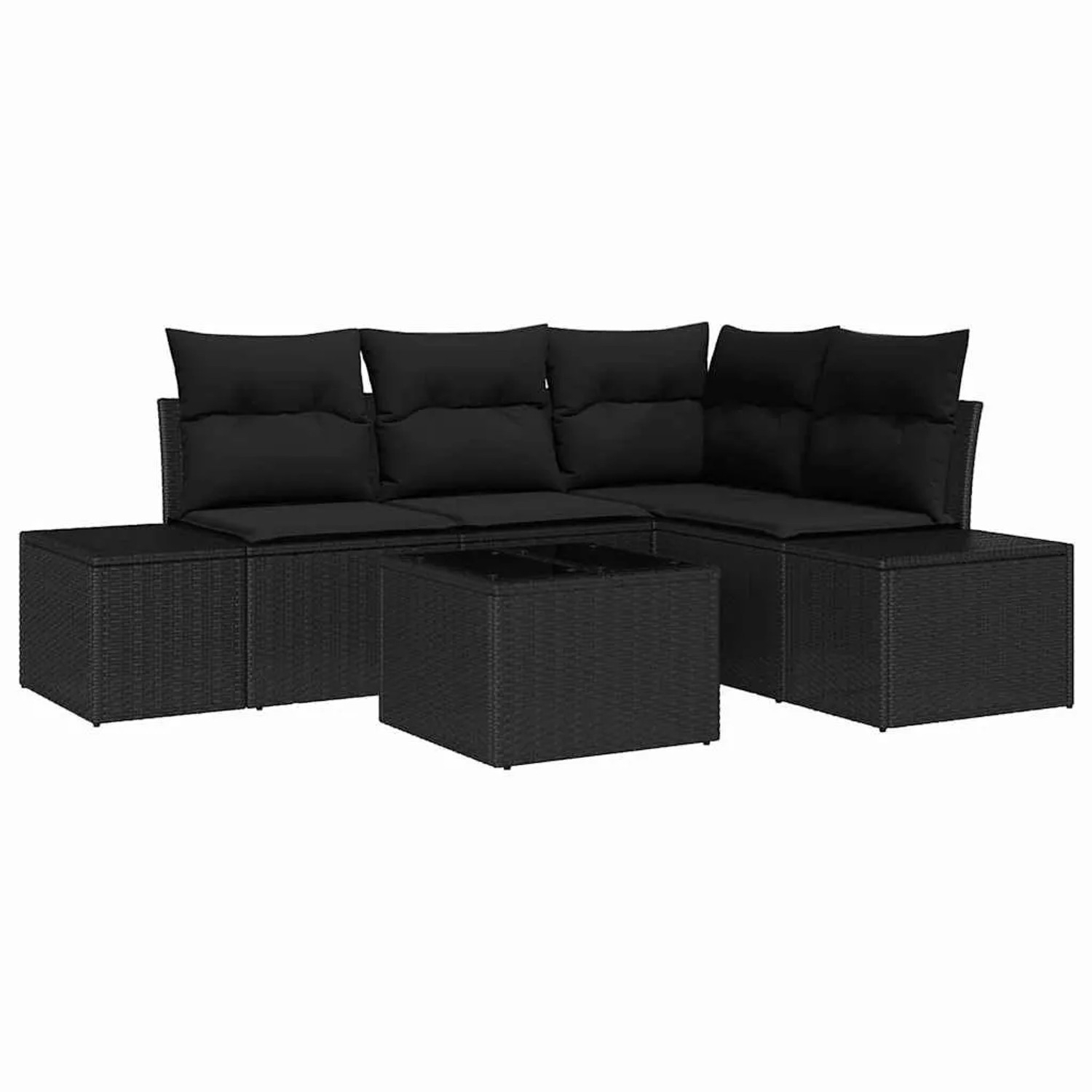 vidaXL Gartensofa-Set mit Speicher Schwarz Poly-Rattan 3355722