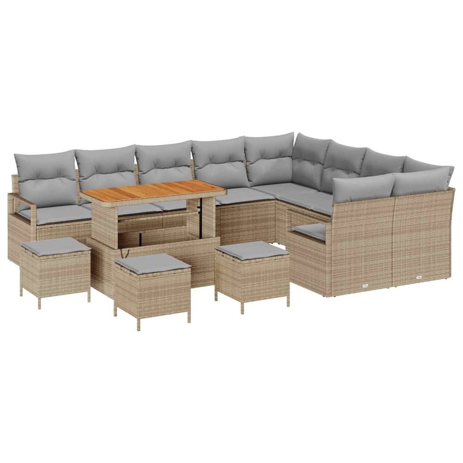 vidaXL Garten-Sofa-Set mit Kissen 13-Tlg Beige Poly Rattan 3362572 günstig online kaufen