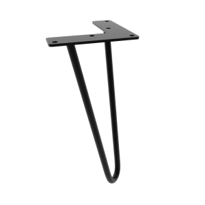 Schwarzes HEVVA NEAPEL Möbelbein im Hairpin-Design, 25 cm hoch, aus Metall mit Montageplatte für DIY-Möbel.