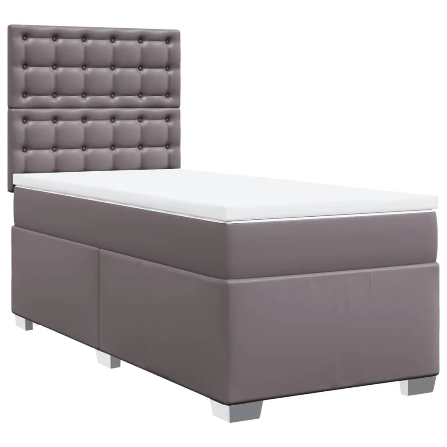 vidaXL Boxspringbett mit Matratze Grau 90x190 cm Kunstleder 3293002 günstig online kaufen