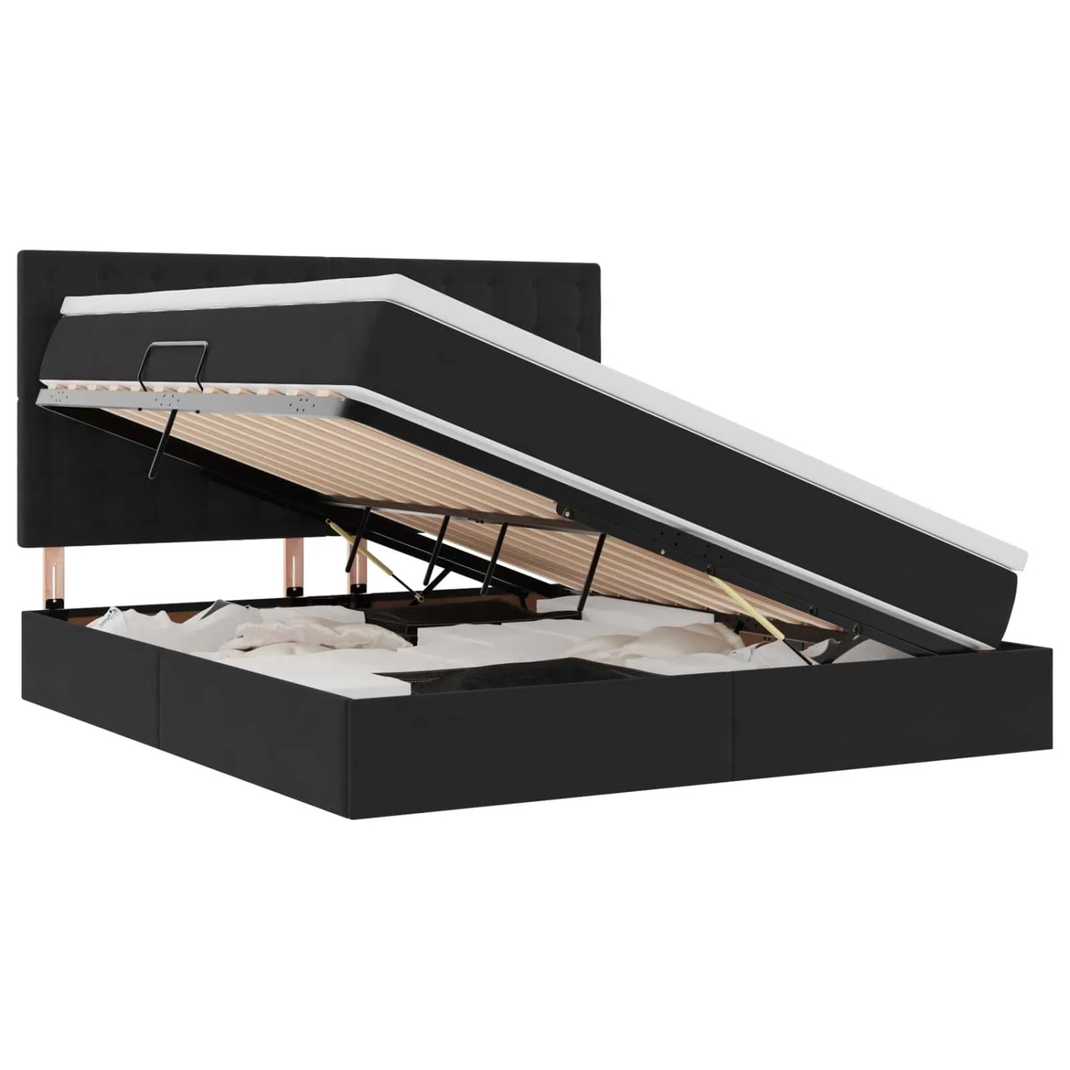 vidaXL Bett mit Stauraum und LED Schwarz 160 x 200 cm Samt 3372797