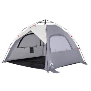 vidaXL Strandzelt 3 Personen Grau Quick Release Wasserdicht 4005316