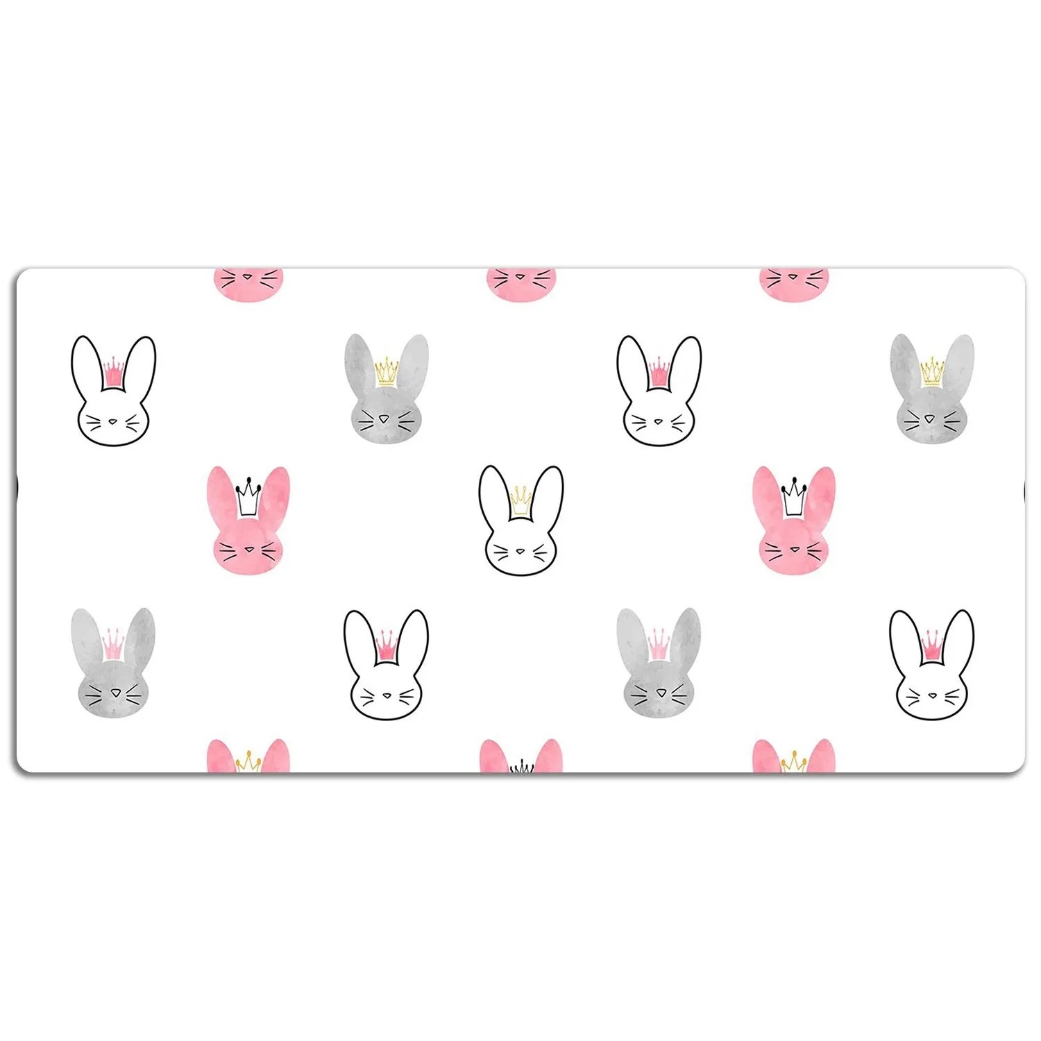 Tulup Schreibtischunterlage Kaninchen mit Kronen Schreibunterlage 120x60 cm günstig online kaufen