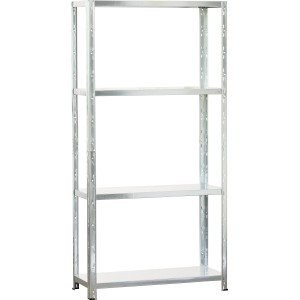 Metall-Steckregal MEDIUM, verzinkt, 150x75x30 cm, mit 4 Böden. Ideal für Keller, Garage oder Haushalt.