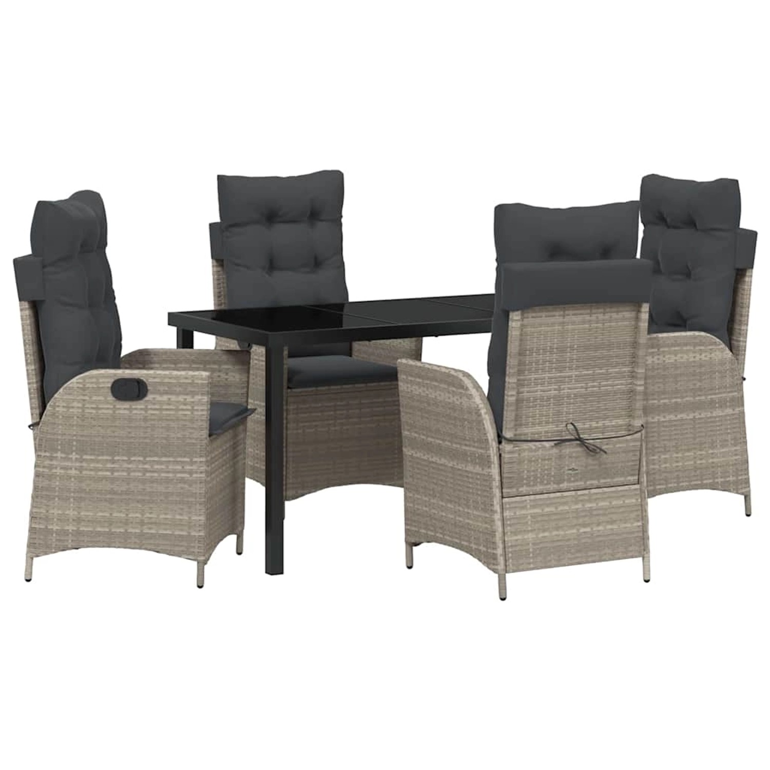 vidaXL Garten Essgruppe 5-Tlg Hellgrau Poly Rattan 3380521 günstig online kaufen