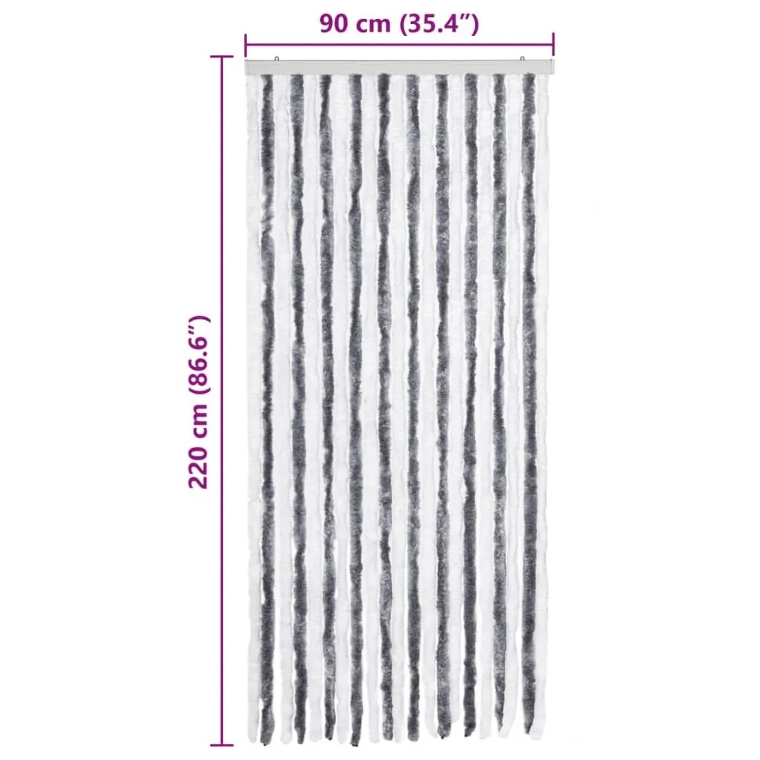 vidaXL Insektenschutz-Vorhang Grau und Weiß 90x220 cm Chenille 241224_7