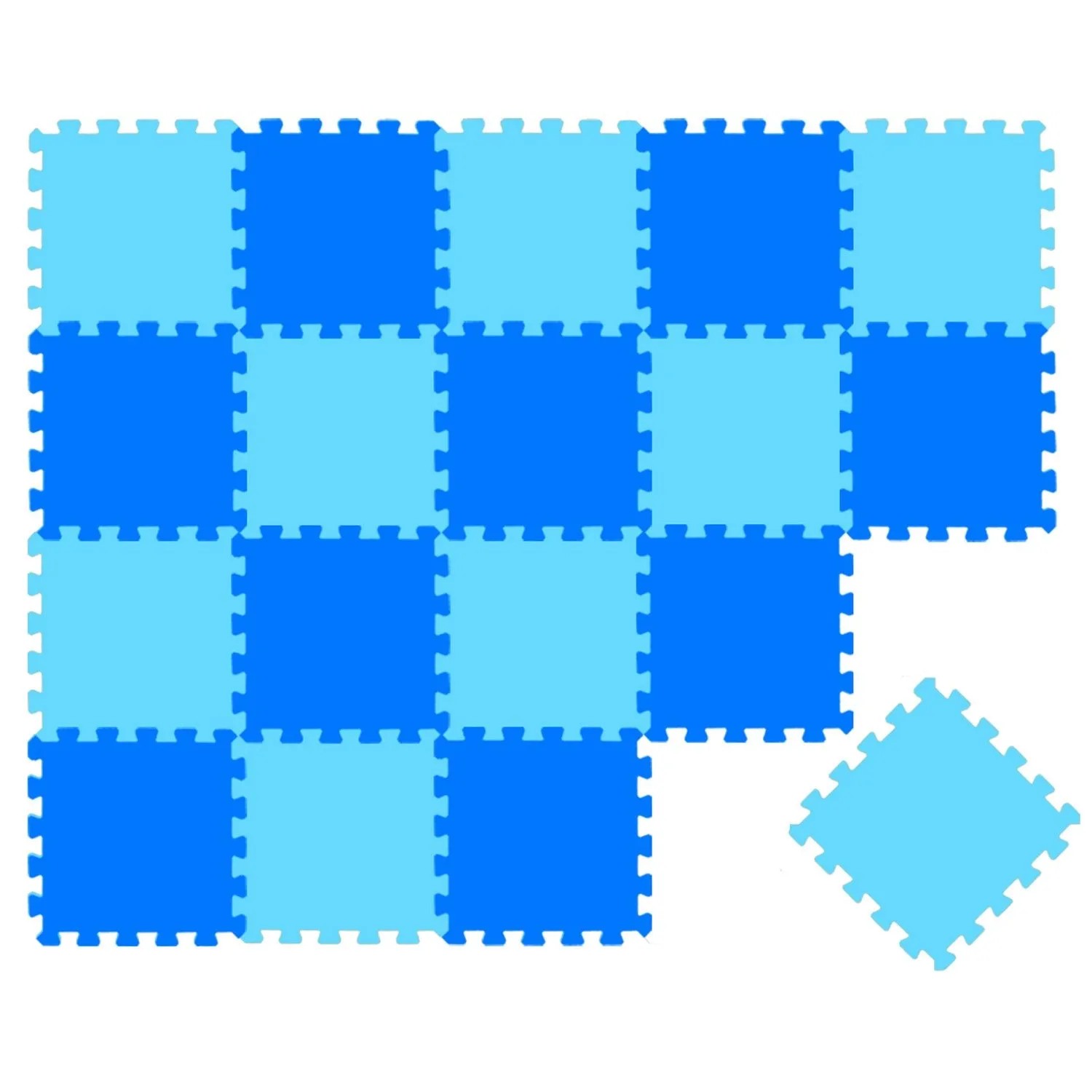 LittleTom Baby & Kinder Puzzlematte 30 x 30 cm 18 Stück Hellblau & Dunkelblau