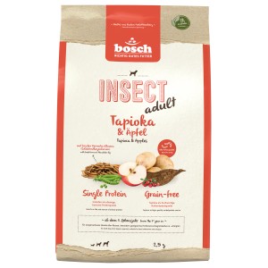 Bosch Pets Insect Adult, Spezialfutter für Hunde mit Tapioka & Apfel, 2,5kg Sack.