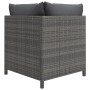 Graues vidaXL Garten-Lounge-Set aus Rattan mit anthrazitfarbenen Kissen.